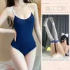 Traje de baño bodysuit lencero sexy para la noche, traje de baño bodysuit de tirantes delgado transparente de seda de leche sexy para mujer