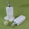 Frasco Quadrado Plano de Gel de Banho 400ml com Bomba, Frasco Refil de Loção Corporal, Frasco de Shampoo com Aminoácidos, Cosméticos