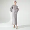 Vestido brilhante para mulheres, vestido longo de verão, novo vestido reto de manga longa slim fit para outono, vestido estilo francês com toque de alta qualidade