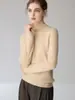 Suéter Casual de Cuello Alto de Cachemira Holgado para Mujer, Manga Larga, Tejido Suave y Cálido, Suéter de Canalé de Color Sólido, Capa Base