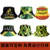 Chapéu de pescador com estampa digital transfronteiriça para homens e mulheres, chapéu bucket com proteção solar da bandeira da Jamaica, chapéu da moda hip-hop dupla face