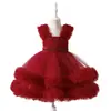 Nuevo Vestido Infantil, Vestido de Fiesta de Cumpleaños para Niñas, Vestido de Pasarela, Vestido de Princesa con Malla Bordada