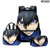 3D Producto Nuevo Prisión Azul 2 Bluelock Mochila Escolar Lonchera Estuche para Lápices Juego de Tres Piezas Estampado