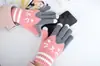 Guantes de Pantalla Táctil de Cinco Dedos para Mujer Invierno Cálido con Forro Polar Engrosados a Prueba de Frío Lindo Dibujo Animado Estudiante Dulce Coreano Tejido Venta al por Mayor