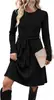 Vestido Transfronteiriço Gola Redonda Canelado Manga Longa Patchwork Xadrez Cadarço Cintura Marcada Corte A Estilo Europeu Outono/Inverno Roupas Femininas