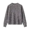 Suéter de tricô de lã colorido com manchas estilo coreano para mulheres, outono e inverno, solto e casual, espessado, com gola semi-alta, adequado como camada base