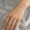 Cadena de Dedos de Diamantes de Colores Geométricos Perla Nueva Creativa Transfronteriza Europea y Americana, Joyería de Anillo Estilo Lujo Ligero de Alta Gama para Mujeres