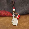 Nuevo llavero de cuchillo de cocina de acero inoxidable con cuerda trenzada a mano, colgante para llave de coche, adorno artesanal