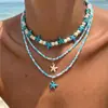 NZ3599 Conjunto de Colares Cruzados Estrela do Mar Concha Peixe Feito à Mão com Contas Criativo Versátil Joia de Colar Feminino Em Estoque