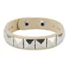 Pulseira Clássica Quadrada com Rebites de Venda Quente Transfronteiriça Personalidade Punk Couro PU Aço Inoxidável Fivela de Pressão Pulseira Pulseira