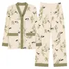 Pijama de Dibujos Animados 2025 con Almohadillas en el Pecho para Mujer, Cardigan Kimono de Manga Larga para Primavera y Otoño Invierno, Se Puede Usar Fuera de Casa Conjunto de Ropa