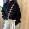 Diseñado con Sentido del Estilo, Suéter de Punto Rojo con Cremallera y Cuello Medio Alto para Mujer, Estilo Corto, Nuevo Suéter Casual Holgado de Cintura Alta para Primavera y Otoño 2026