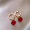 Pendientes de Perlas Swarovski Estilo Xiaohongshu para Mujer, Pendientes de Lujo Ligero con Elegancia Francesa, Pendientes Rojos de Estilo Minimalista para el Año de Nacimiento
