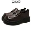 Mocasines de Piel Genuina para Mujer, Nuevo Estilo Primavera 2026, Zapatos Pequeños de Piel, Zapatos Mary Jane de Suela Gruesa, Zapatos Jk de Deslizamiento