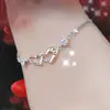 Celebridade da Internet Eu Te Amo Pulseira Ido Estilo Coreano Fashionável Joia de Zircônia Coração com Coração para Mulheres Banhada a Prata 925 Pulseira Conectada por Corações