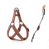 Conjunto de coleira e peitoral para cachorro com peitoral ajustável, alça acolchoada, guia redonda para passear com cães pequenos e médios, em estoque