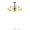 Araña de Sala de Estar Retro Americana Forma de Pétalo Trompeta Pantalla de Lámpara de Vidrio Lujo Ligero Araña para Dormitorio Comedor Hogar