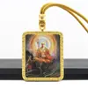 Tangka de Oro Semi-Pintado a Mano Montaña Jiuhua Bodhisattva Ksitigarbha Santo Patrón Colgante de Tangka Collar de Buda Portátil Venta al por Mayor