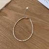 Pulsera de Letras con Perlas Dulces para Mujer, Simple y de Moda, Único Fragmento de Plata Geométrico Pulsera Diaria, Tendencia de Joyería de Mano Apilable