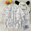 Pijama Feminina Verão Nova Solta Manga Curta Fina Laço Doce Roupa de Casa Primavera e Verão Pode Ser Usada Fora Cardigans