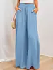 Pantalones de pierna ancha de verano nuevos para mujer, transfronterizos europeos y americanos, con cintura elástica, pantalones tipo falda larga de cintura alta para mujer, 2026