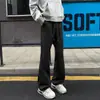 Calça Flare Masculina com Forro de Lã, Engrossada, Estilo Americano High Street, Caimento Solto, Resistente a Amassados, Calça Longa Casual Cleanfit para Adolescentes