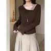 GemingBlusas de Outono Femininas com Novo Design Estilo Coreano, Camisa Básica Estilosa, Camiseta de Manga Longa Falsa Peça Dupla para Mulheres An610