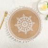 Descanso de Mesa Redondo de Juta Tecida Estilo Nórdico Ins Borla Retrô Decorativa Tamanho Grande Adereços para Foto Tapete para Vaso
