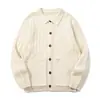 Rumeng, marca moderna de estilo japonês, jaqueta de tricô gola polo da moda para o trabalho, unissex, coleção de outono, com bolsos duplos e listras verticais, suéter casual