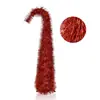 Nuevo árbol de Navidad rojo de pelo largo con cuello torcido 5 pies decoración de suelo plegable producto nuevo de fábrica