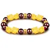 Corda de mola de temperamento imitação de granada natural vinho tinto pulseira corajosa pulseira pulseira de cristal de ouro duro 3D explosões ao vivo