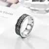 Anillo de Plata Tailandesa Chiba Retro Viejo de Moda Elegante Versátil Punk Plata Tailandesa Patrón de la Gran Muralla Anillo Abierto Anillo para Hombres y Mujeres