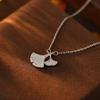 S925 Ginkgo Folha Colar Completo Diamante Branco Fritillaria Pingente High-end Sense Fan-shaped Clavícula Cadeia Internet Celebrante Moda Colar