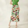 Falda Recta Estampada Artística Plegada Floral Multicolor Miyake, Falda Versátil de Largo Medio Adelgazante para Mujer