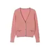 Suéter de Punto Estilo Chanel para Mujer, Nuevo Primavera 2026 Cuello en V Manga Larga Moda Ajustado Elegante Corto Versátil Top