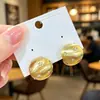 Brincos Vintage Estilo Francês de Metal Escovado com Textura de Planeta e Cravejados de Diamantes, Brincos Minimalistas de Meia Esfera Fosca com Estrela