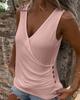 Estação Independente Comércio Exterior Amazon Europeu e Americano Transfronteiriço Roupas Femininas Verão Novo Decote V Transpassado Regata Camiseta Tops para Mulheres