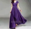 Ebay Aliexpress Verano Caliente Nuevo Cuello en V Manga Corta Estilo Bohemio Vestido de Cintura Falda Larga