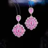 Pendientes de Lujo Accesible de Diseño Geométrico con Circonita Incrustada y Piedras Preciosas de Colores, Aguja de Plata S925, Estilo Palacio Retro, Pendientes de Alta Gama