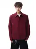 Nueva camisa informal extragrande estilo chino para primavera y otoño, con diseño de hebilla metálica, corte holgado, cuello mandarín y manga larga, en color rojo