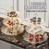 Mesa de Postres de Lujo Transparente Resistente a Roturas por Mascotas Bandeja de Dulces Multicapa Chapada en Oro Bandeja de Frutas Mesa de Pasteles y Bocadillos para Fiesta de Banquete