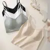 Algodão Respirável Linho Simples Roupa Íntima Feminina Camisolete Colete Roupa Íntima Confortável Ajuste ao Corpo Sem Costura Costas Bonitas Copo Fixo Integrado