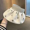 Sombrero de Paja de Malla con Parte Superior Abierta para Mujer, Sombrero de Sol de Verano para Exteriores con Protección UV, Sombrero de Sol Plegable de Ala Ancha con Conchas