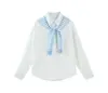 Camisa Blanca de Manga Larga Estilo Americano Perezoso con Chal para Hombres y Mujeres Catteeius, Camisas Casuales de Pareja para Primavera y Otoño