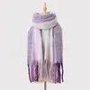 Cachecol de Mohair Bloqueado por Cores Estilo Europeu e Americano Transfronteiriço, Cachecol Quente Espesso Versátil para Outono e Inverno, Cachecol Simples e Versátil para o Pescoço