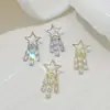 Brincos Vazados de Estrela Estilo Ins Europeu e Americano Feminino Moda Coreia do Sul Brincos Longos de Franja de Estrela de Cinco Pontas Orelha de Cyber Celebridade Tendência