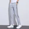 Calças Casuais Masculinas Verão Novo Quatro Lados Elástico Gelo Fino Gelo Seda Calça Reta Leve Costura Empresarial Coreano Calças Slim