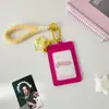 Porta-Cartões PU Simples e Versátil Ins Porta-Cartão de Ônibus Dupla Face Estudante Porta-Cartão de Refeição Capa Protetora Porta-Cartão Pequeno para Fãs de Estrelas