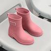 Botas de lluvia de media pantorrilla para mujer, cálidas, moda, estilo coreano, versátiles, zapatos de agua tipo princesa, campus, botas de lluvia para adultos, zapatos de goma suaves antideslizantes para mujer