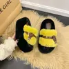 Hebilla metálica adornada punta zapatillas peludas mujer otoño invierno suela gruesa aumento de altura ropa de casa ropa exterior suela suave zapatos cálidos engrosados de moda